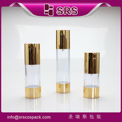 Beli SRS 2015 produk baru di Cina kosong 15ml 30ml 50ml emas tabung botol pompa tanpa udara online manufacture