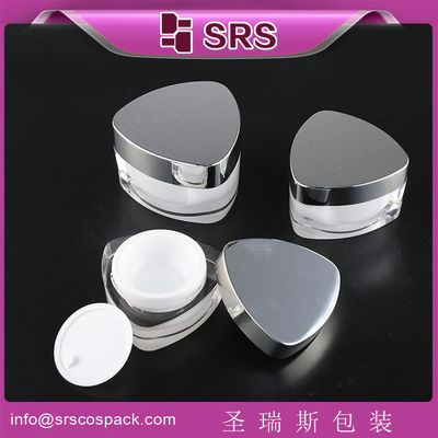 Beli SRS Cina produsen jual panas bentuk segitiga plastik lucu kosmetik acrylic kosong toples online manufacture