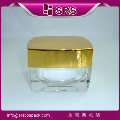 Beli SRS China pemasok fanshion gloden kosong acrylic persegi wadah krim kosmetik grosir online manufacture