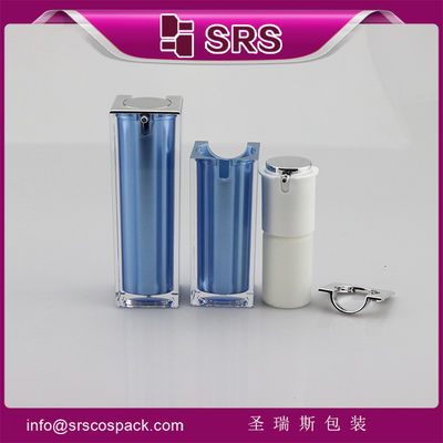 Beli bentuk persegi biru krim perawatan kulit kosmetik botol pompa tanpa udara online manufacture