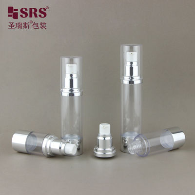 Beli 15ml 30ml 40ml 50ml Bulat Transparan AS Botol Serum Kosmetik Airless online manufacture