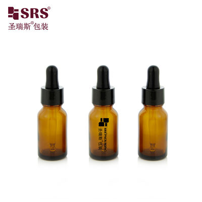 Beli 15 ml 0.5 oz Empty Amber Color Round Thick Wall Mold Essential Oil Glass Flask Dropper online manufacture
