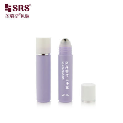 Beli RPP-30ml Injeksi Ungu Glossy Matte Finished Cap Putih Dengan Stamping Ring Perak Bola Baja Pijat Rambut Serum Botol Roller online manufacture
