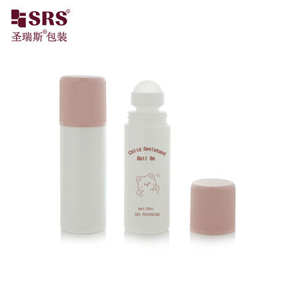 Beli RPPD1-90ML Round White Bottle With Colored Ribbed CRC Cap Double Wall High End Roll On Bottle online manufacture