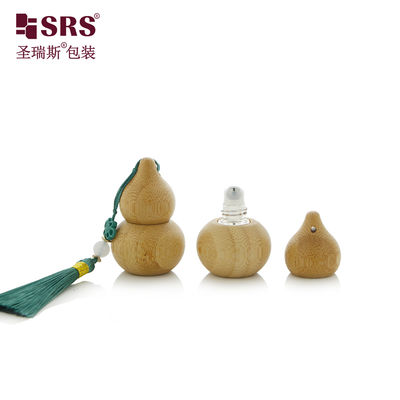 Beli Mini Bentuk labu Bamboo asli Kaca Inner Roller Bola Botol Untuk minyak wangi Mewah Disesuaikan online manufacture