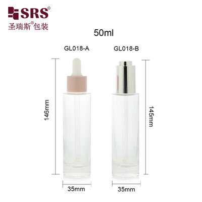Beli GL018 50ml Silinder Bentuk Bulat Tembok tebal Botol Dropper Kaca Untuk Perawatan Kulit Serum online manufacture