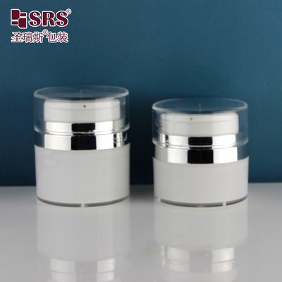 30ml 50ml kosong acrylic bulat krim wajah lotion serum kosmetik elegan botol tanpa udara