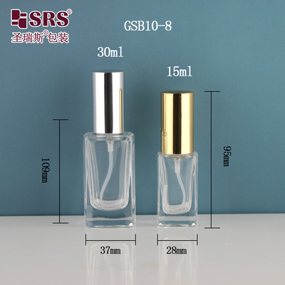 Square Elegant Dispenser Fine Mist Luxury Hand Sanitizer Container 15ml 30ml Botol Semprotan Kaca