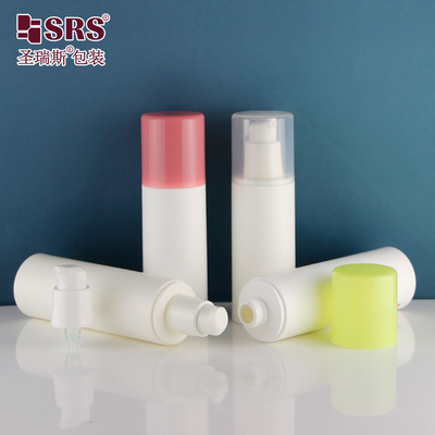 Injeksi Putih PCR ramah lingkungan Lotion Wajah Pompa Botol Plastik Botol Tanpa Udara 50ml