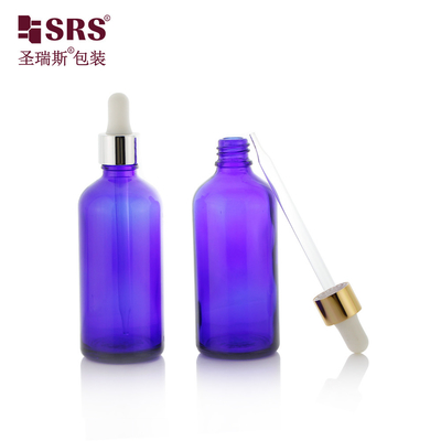 Ukuran Besar Parfum Bulat Boston Bentuk Botol Dropper Kaca Biru 100ml