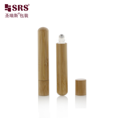 Bottom Bulat Cute minyak esensial Roller Bola Baja Botol Pijat Tidak bocor Bottle Bamboo alami Kaca