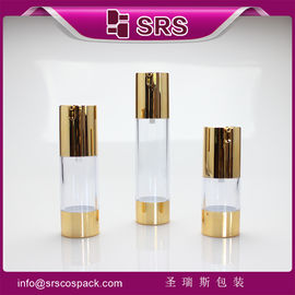 SRS 2015 produk baru di Cina kosong 15ml 30ml 50ml emas tabung botol pompa tanpa udara