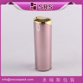 SRS 2015 sampel gratis grosir plastik kosmetik pink bulat kosong botol lotion akrilik