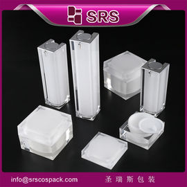 SRS grosir kosong acrylic persegi kulit perawatan toples krim dan botol lotion dengan pompa