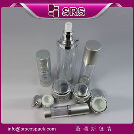 Produsen SRS grosir botol aluminium bulat kosong dan botol semprotan tanpa udara untuk perawatan kulit