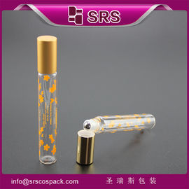 SRS transparan dengan cetak layar sutra 10ml gulungan kaca kosong pada botol dengan tutup berkilau