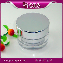 Botol kosmetik akrilik dengan tutup aluminium,botol krim plastik J022