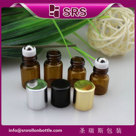 1 ml 2 ml gulungan kaca pada botol dengan bola logam, botol minyak esensial mini populer