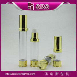 A0214 botol kosong tanpa udara kosmetik emas bermetal