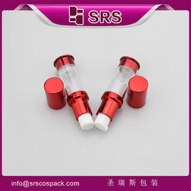 A0214 botol pompa tanpa udara berukuran kecil berwarna merah bermetal untuk serum