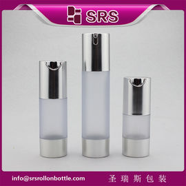 TA021 Botol bening matte 15ml 30ml 50ml dengan bahu perak dan botol tanpa udara