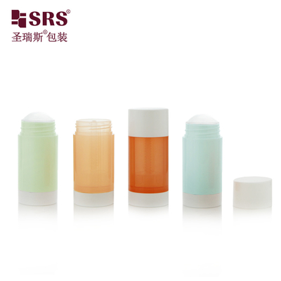 Bulat Translucent Warna Pink Biru Oranye Custom PP PCR Isi Dari Bawah Twist Up Deodorant Stick