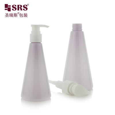 Bentuk segitiga Injeksi mewah Pompa Plastik Violet Custom Color Lotion Botol PET