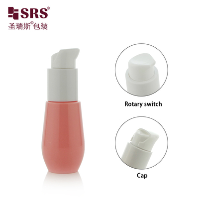 30ml Cute Injection Custom Color Plastik Daur Ulang Bottom Lotion Pump Bottle PET Pink