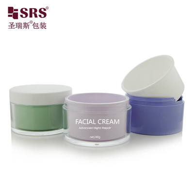 Warna mewah yang bisa diganti Acrylic Double Wall Frosted Printed Logo Cream Customized Plastic Jars