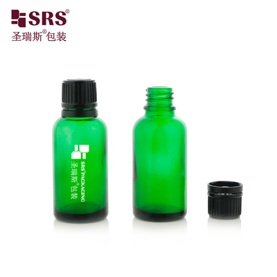 Kosmetik kosong minyak pijat tahan anak tutup jenis sekrup dengan colokan botol kaca untuk minyak