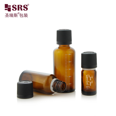 Tipe Sekrup Injeksi Warna Hitam Proof Child Cap Botol Kaca Botol Minyak Esensial 50ml