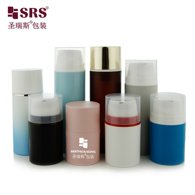 Round Snap On Style PP PCR Bahan Daur Ulang Warna Custom 150ml Airless Pump Bottle