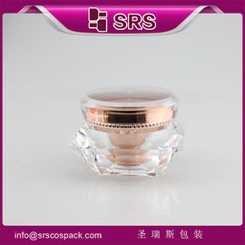 J060C bentuk berlian acrylic berkilau toples kosmetik mewah
