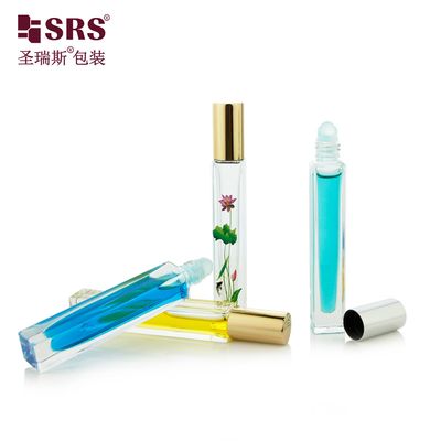 10ml Square Bentuk Roll On Botol Dengan 3D Printing Bunga Roller Bola Botol