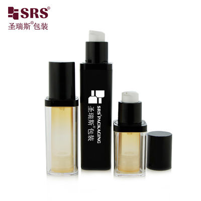 Kosong PET bisa diganti Double Wall Square Bentuk Custom Warna Serum Wajah Airless Botol 50ml