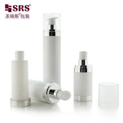 15ml 30ml 50ml Empty Cosmetic Packaging Pompa Lotion Wajah Botol Airless Putih yang Bisa Diganti