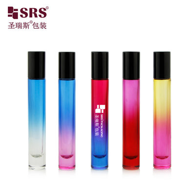 10ml Bentuk Bulat Bottom tebal Mewah Kosong Custom Gradient Warna Kaca Botol Minyak Roll On