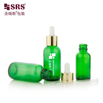 30ML 60ML Siap Kirim Botol Kaca Bahu Aluminium Berwarna Hijau Kosong Dengan Dropper
