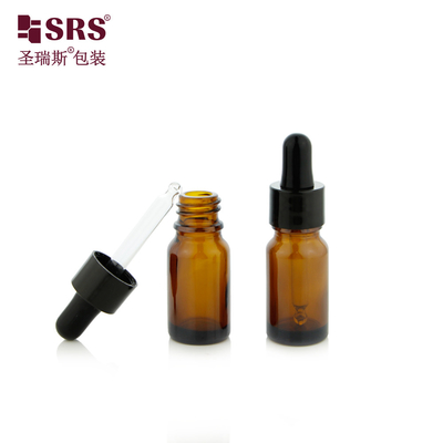 10ml 1/3 oz kosong stok pengiriman cepat kaca minyak esensial Amber dropper botol