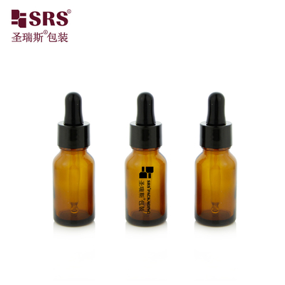 15 ml 0.5 oz Empty Amber Color Round Thick Wall Mold Essential Oil Glass Flask Dropper