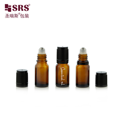 Botol Kaca Amber Bulat Kosong Mini 10Ml dengan Tutup Anti Anak Bola Baja untuk Minyak Esensial