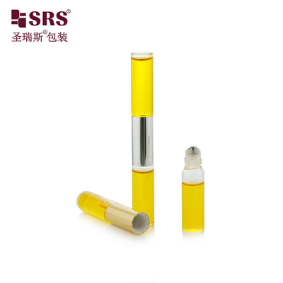 SGB2-5ml+5ml Botol Kaca Transparan Ujung Ganda Dengan Bola Baja Untuk Parfum Minyak Esensial