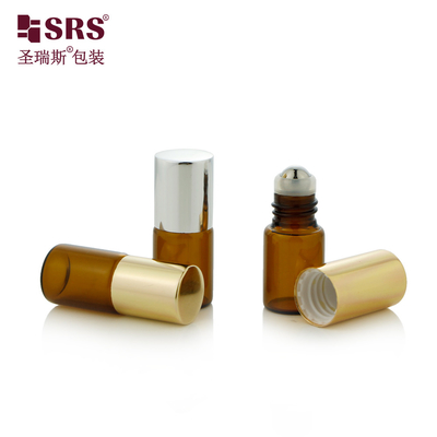 2ml Kapasitas Botol Perfume Amber Silinder Kaca Roller dengan Sampel Saham Tanpa Kebocoran