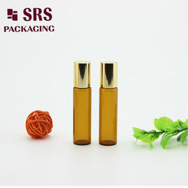 Botol bola rol kaca ungu mewah 5 ml dengan bola logam untuk minyak esensial