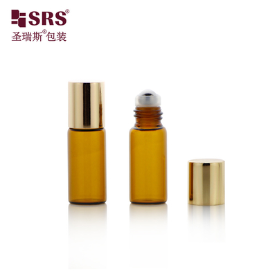 BLP-3ML Tidak Ada Kebocoran Botol Bola Baja Roller Kaca Amber Untuk Kustomisasi Kemasan Kosmetik Parfum Minyak Esensial