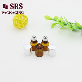 1 ml super mini amber kaca roll pada botol dengan bola baja dan tutup aluminium