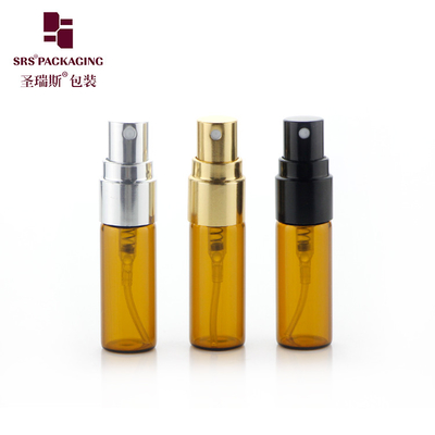BLPA-3ML Amber Vial Tabung Botol Kaca Dengan Aluminium Emas Sprayer Pompa Untuk Parfum