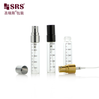 BLPA-5ML botol kaca tabung transparan dengan pompa semprotan kabut halus untuk kemasan parfum