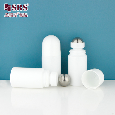 RPPC-60ML Dome Cap Cute Pain Relief Gel Plastik Sertifikat PCR ramah lingkungan Botol pijat bola rol baja