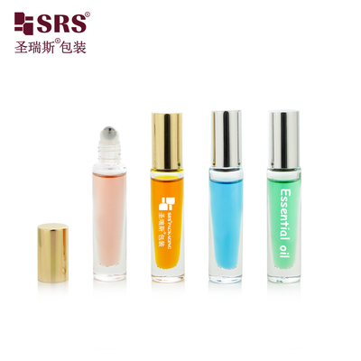 GB1-5ML Clear Luxury High End Leak Proof Glass Roller Steel Ball Bottle Dengan Tutup Aluminium Bulat